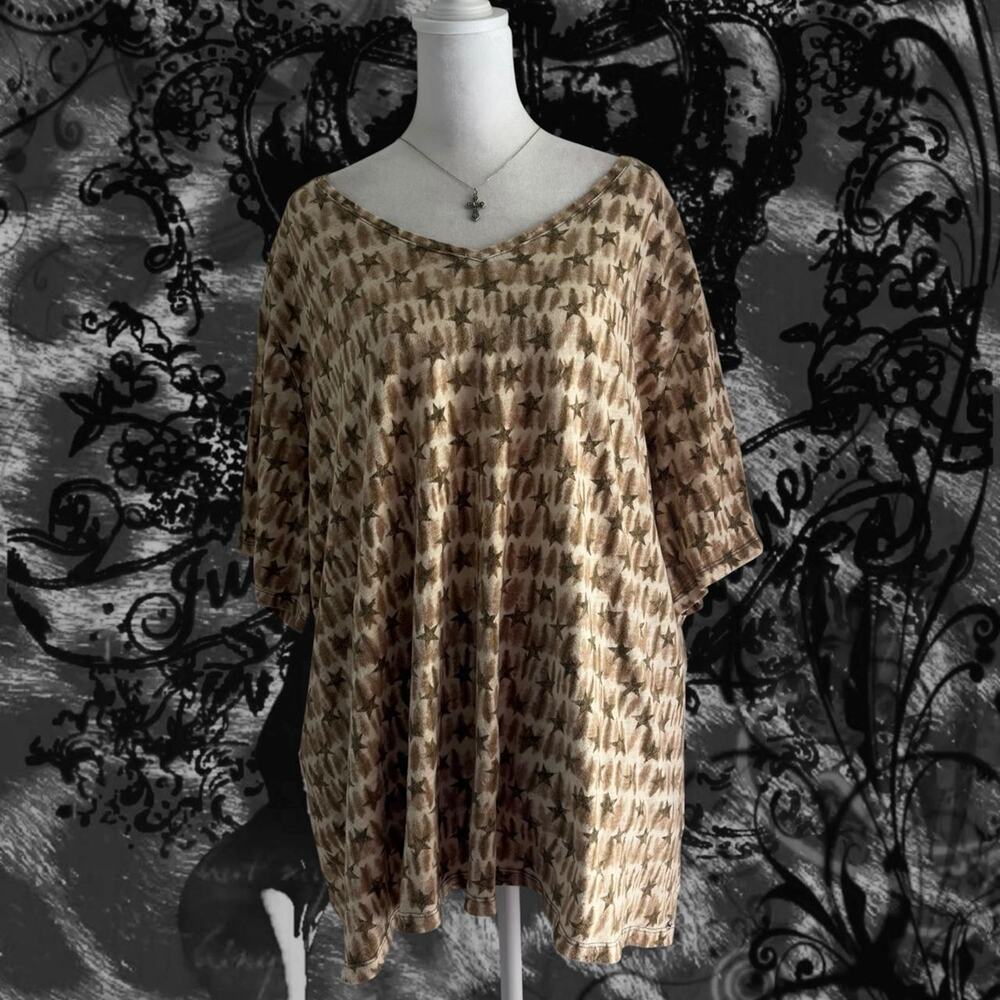 olive toned rusty toned coffee brown all over stars grunge core rockstar gf top